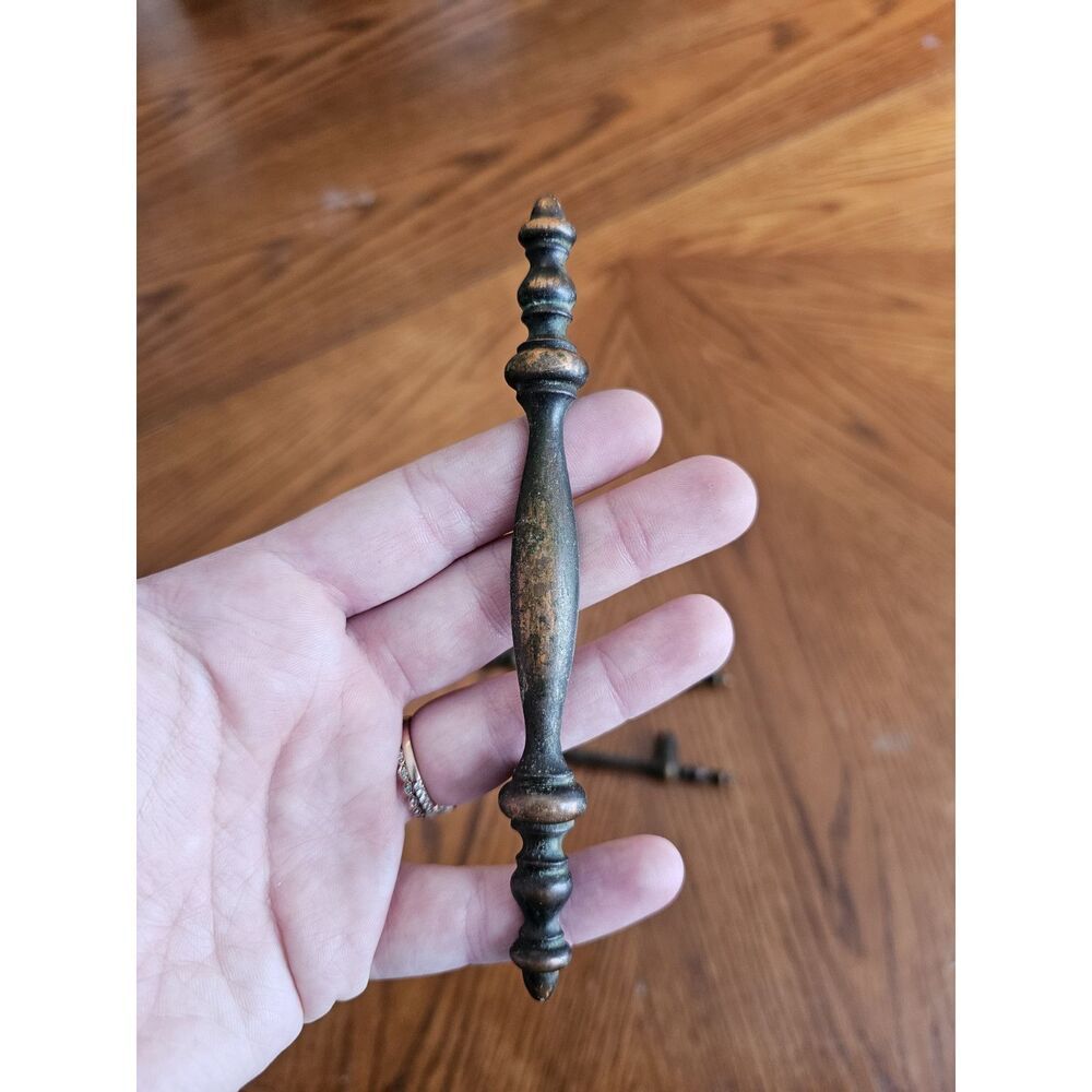 3 pc 1960s RD Amerock Drawer Door Cabinet Pulls Handle Bronzed 3" center 5.75" L - Picture 5 of 7